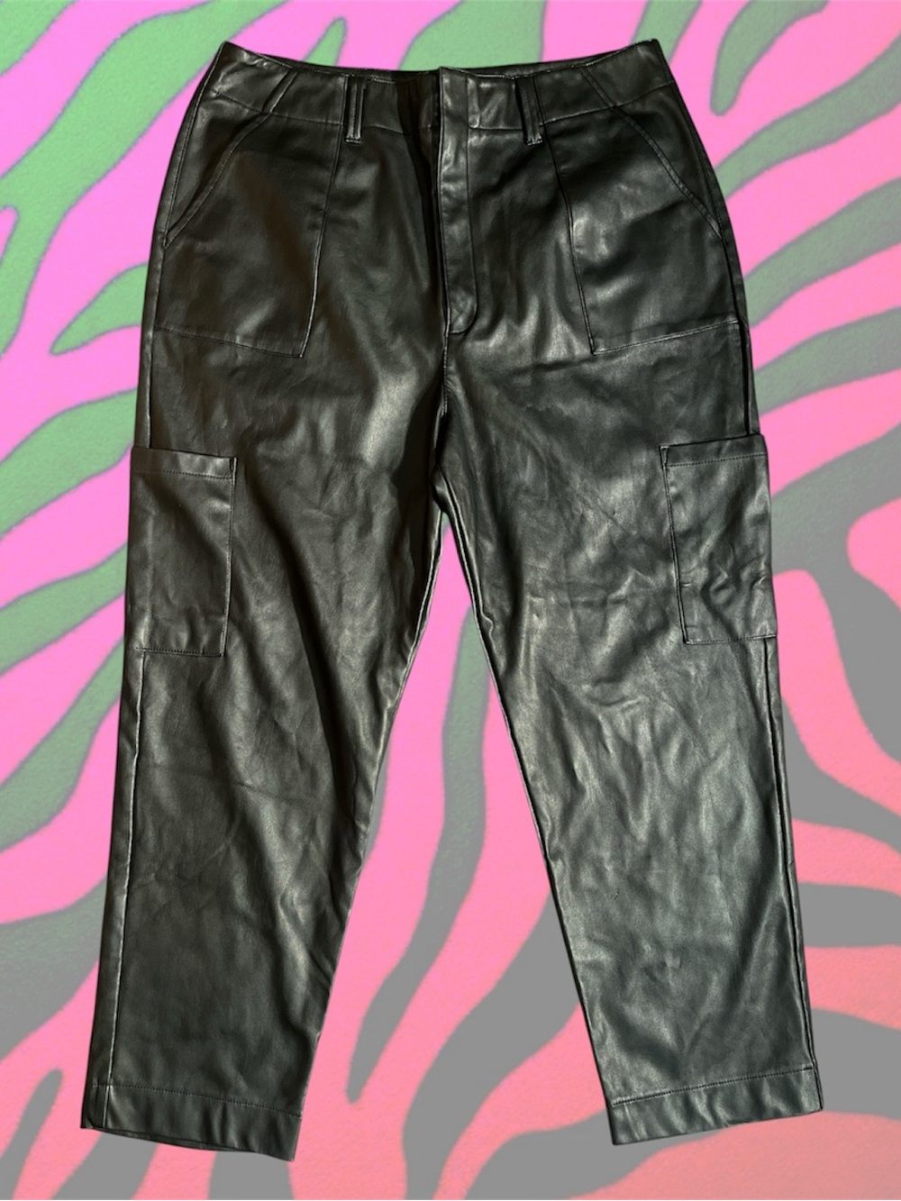 leatherette rock star cargo pants faux leather size 16